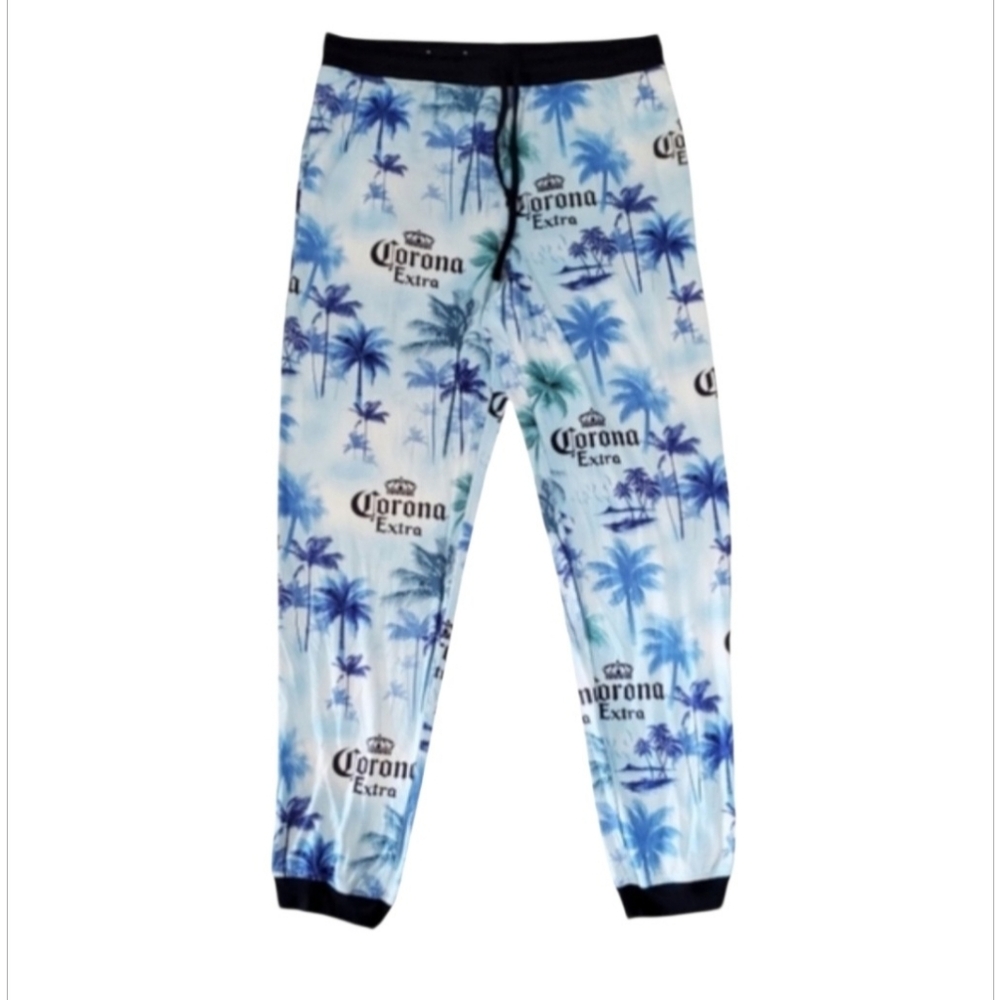 New Men Large 36/38 Corona Extra Beer Lounge Sleep Pant Palm Tree Print Pajama